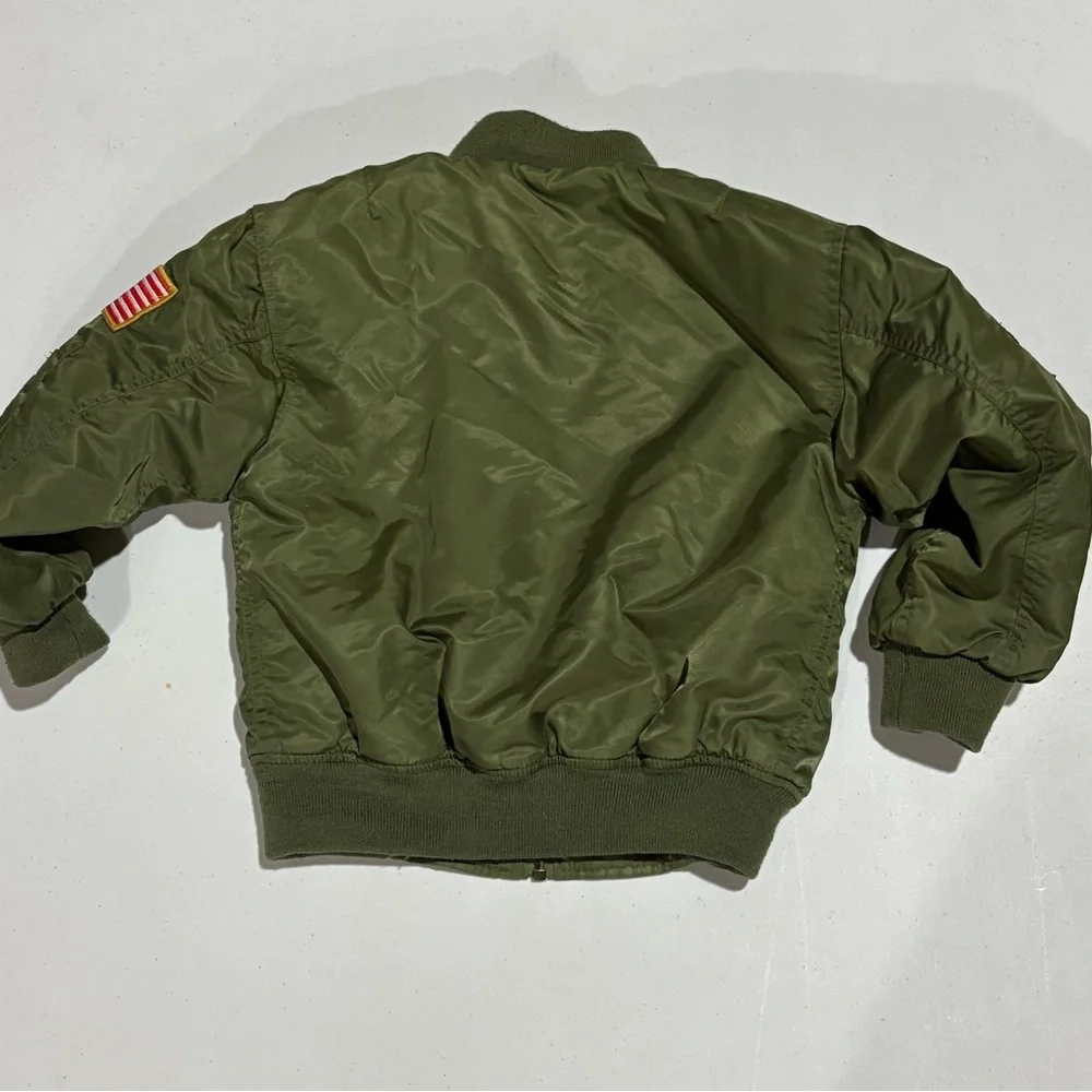 Vintage Aviator Kids Bomber Jacket, Alpha Green, Size Small